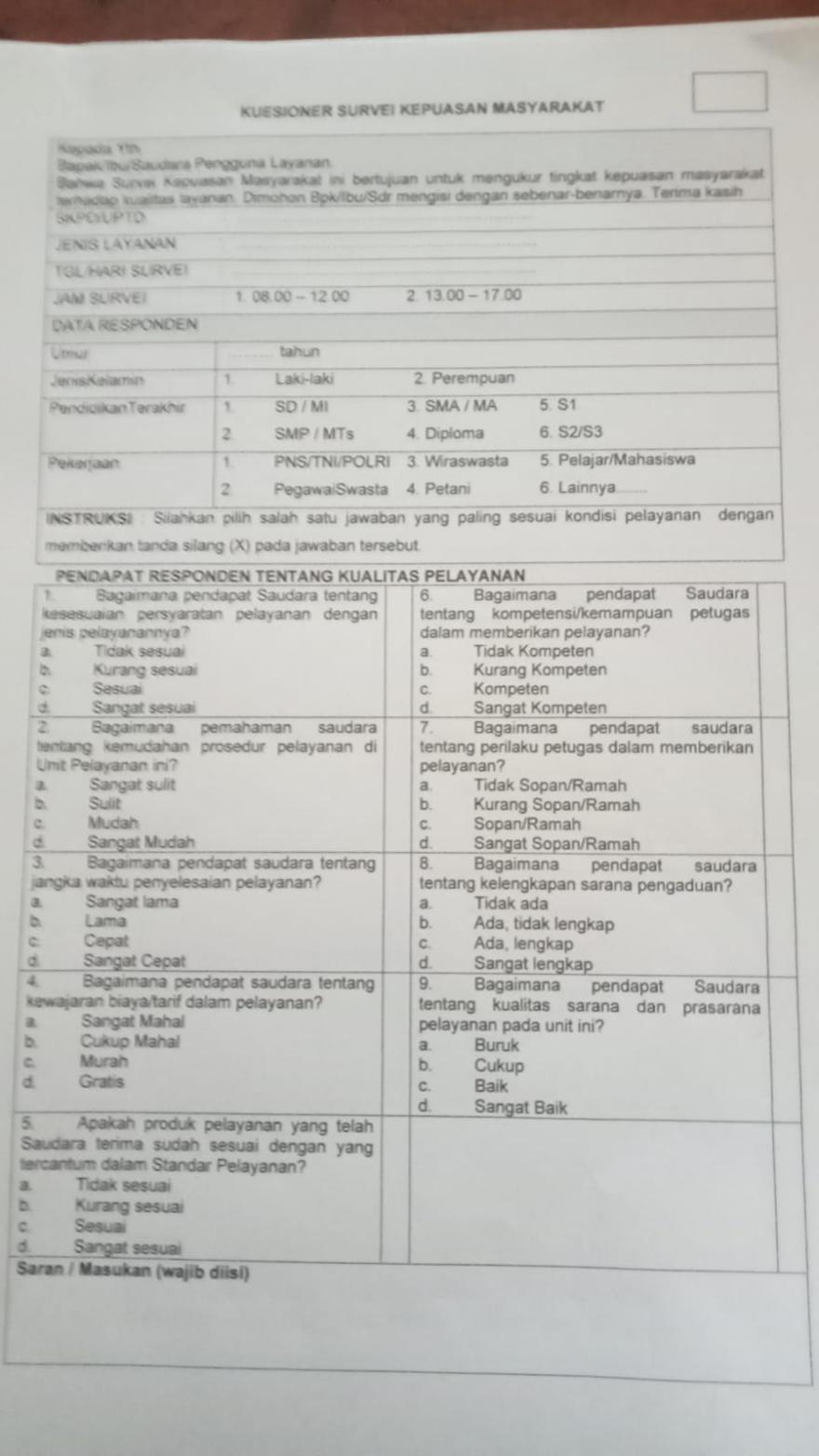 Pelaksanaan Survei Kepuasan Masyarakat di Pelayanan Kalurahan Margosari